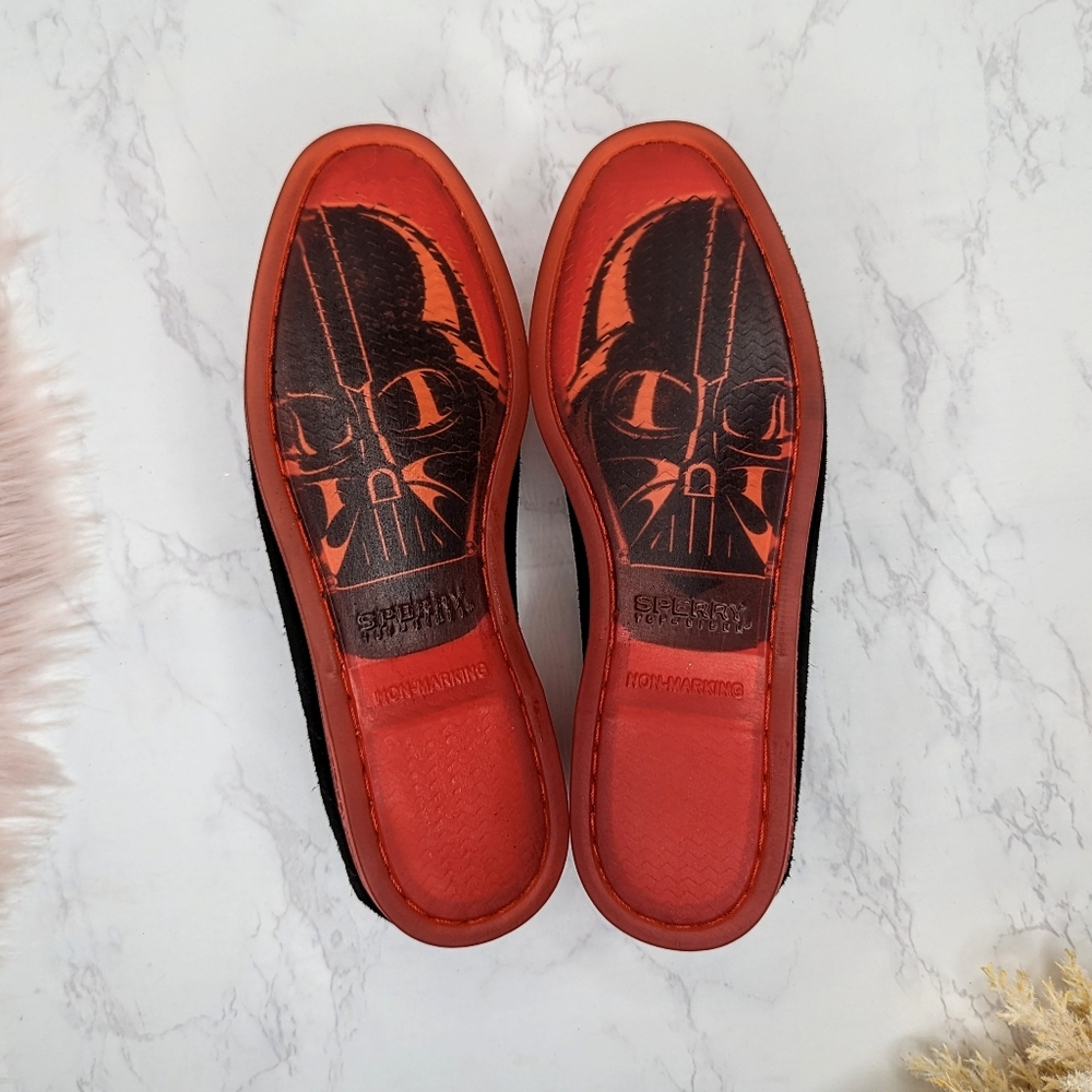 Sperry Star Wars Darth Vader Black and Red Sith Lord Suede Boat Shoes Sz 6.5